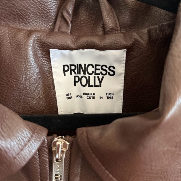 Princess Polly Chocolate Brown Faux Leather Jacket - Picture 3 of 3